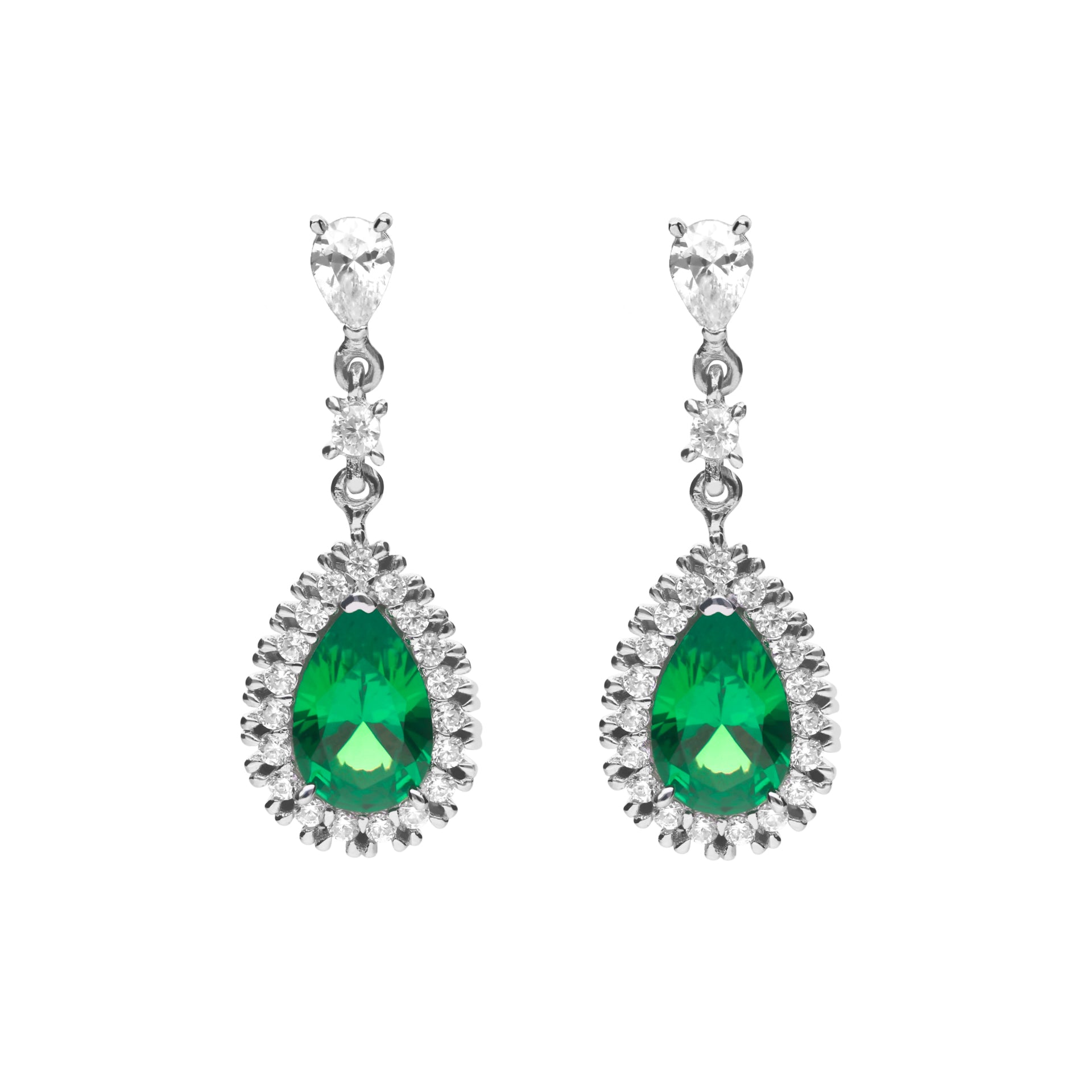 Diamonfire Green and White Pave Drop Earrings