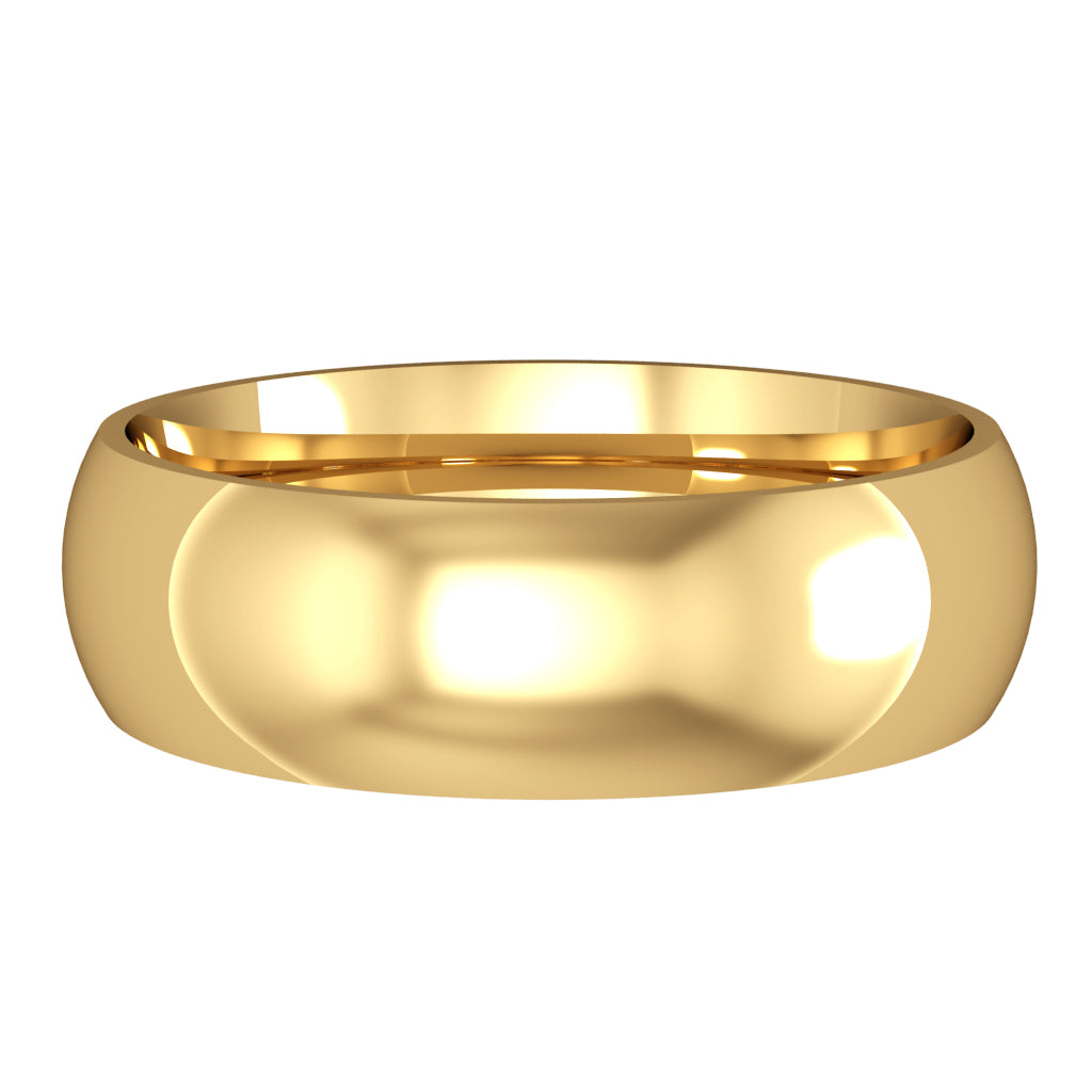 gold 6mm court shaped wedding ring | Carathea