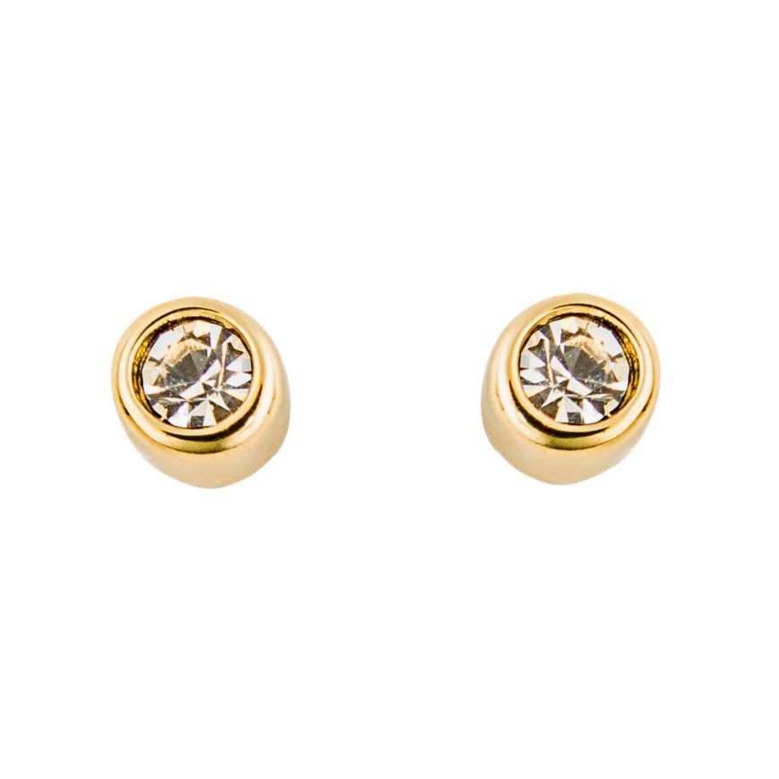 gold plated silver small crystal stud earrings | Carathea