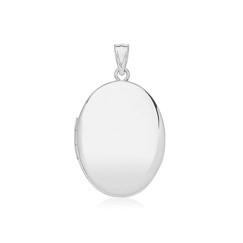 large silver oval locket without chain