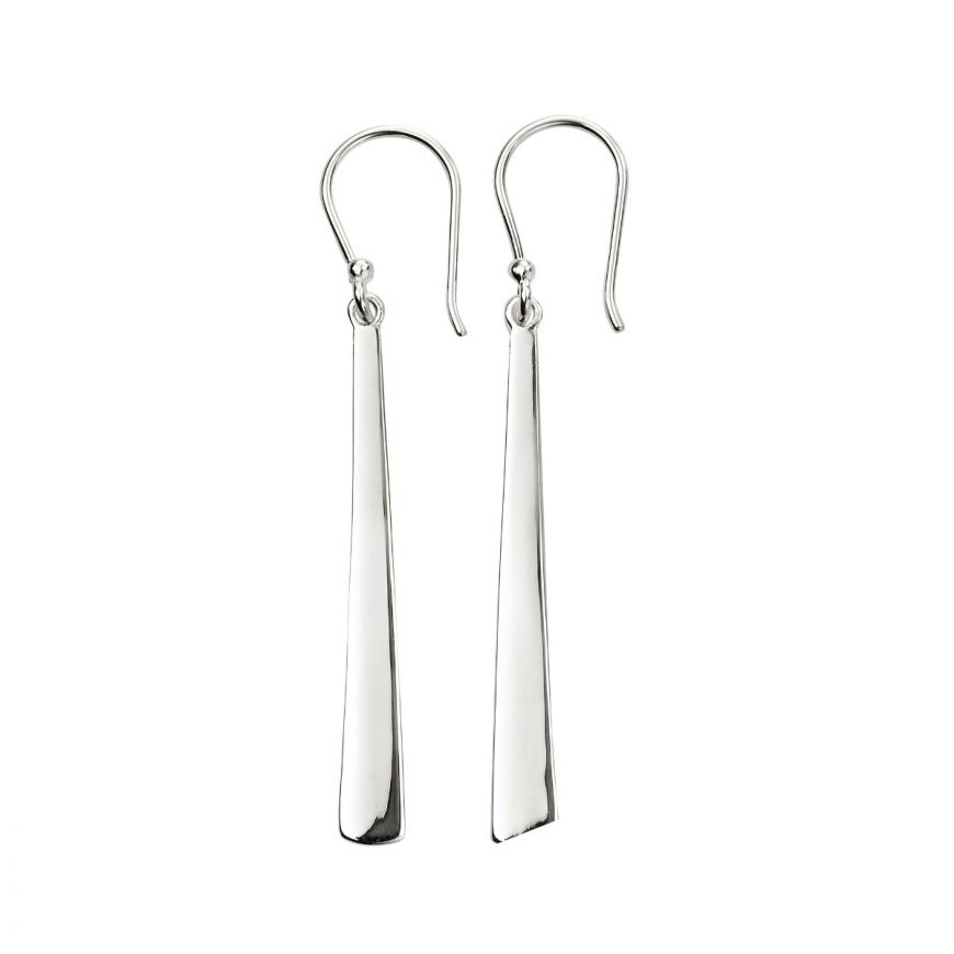 silver hook drop earrings with long tapered bar - Carathea