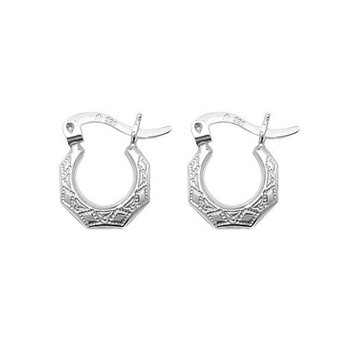 small engraved silver creole earrings - Carathea