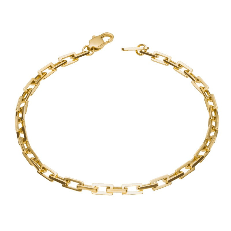 gold plated steel rectangular link men's bracelet | Carathea