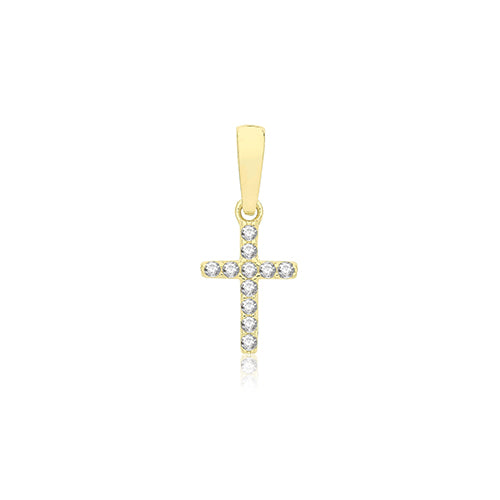 gold cross pendant with cubic zirconia's - Carathea