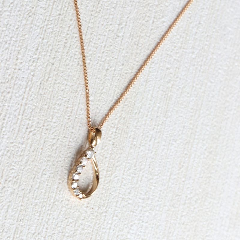 Gold Open Teardrop Pendant with CZ's