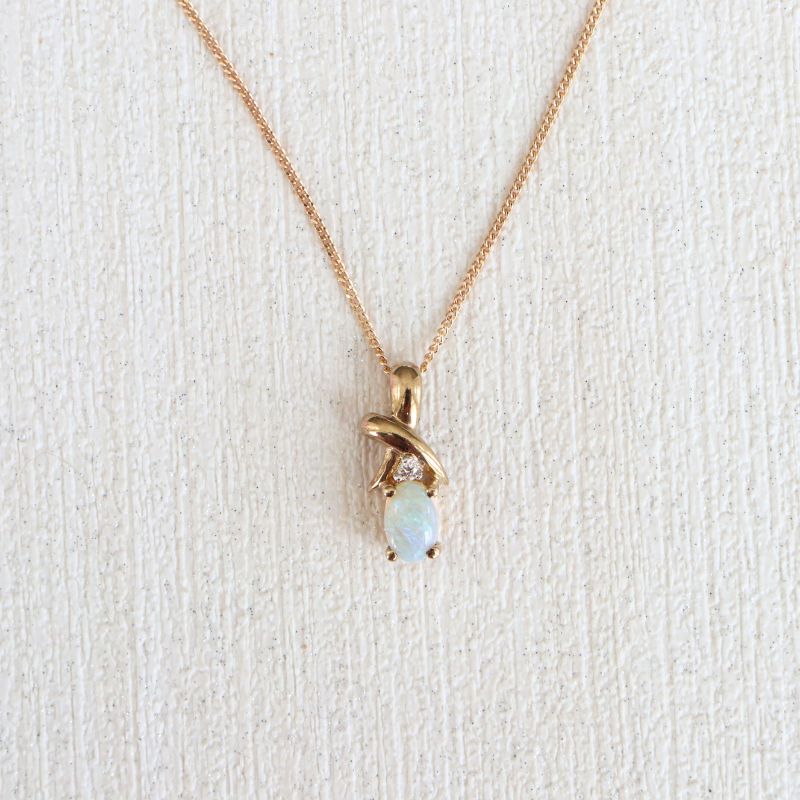 gold opal and diamond pendant - Carathea