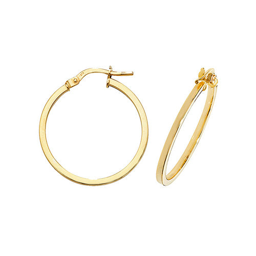 ladies square profile round hoop earrings 20mm | Carathea