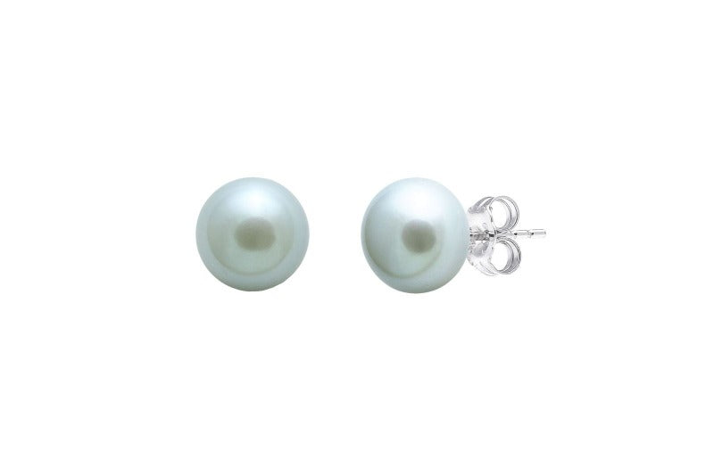 silver and grey pearl button stud earrings - Carathea