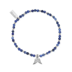stretch beaded bracelet in silver and blue sodalite - Carathea