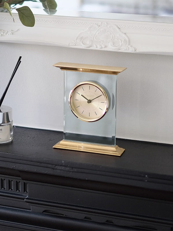 tall brass and glass mantel clock - Carathea