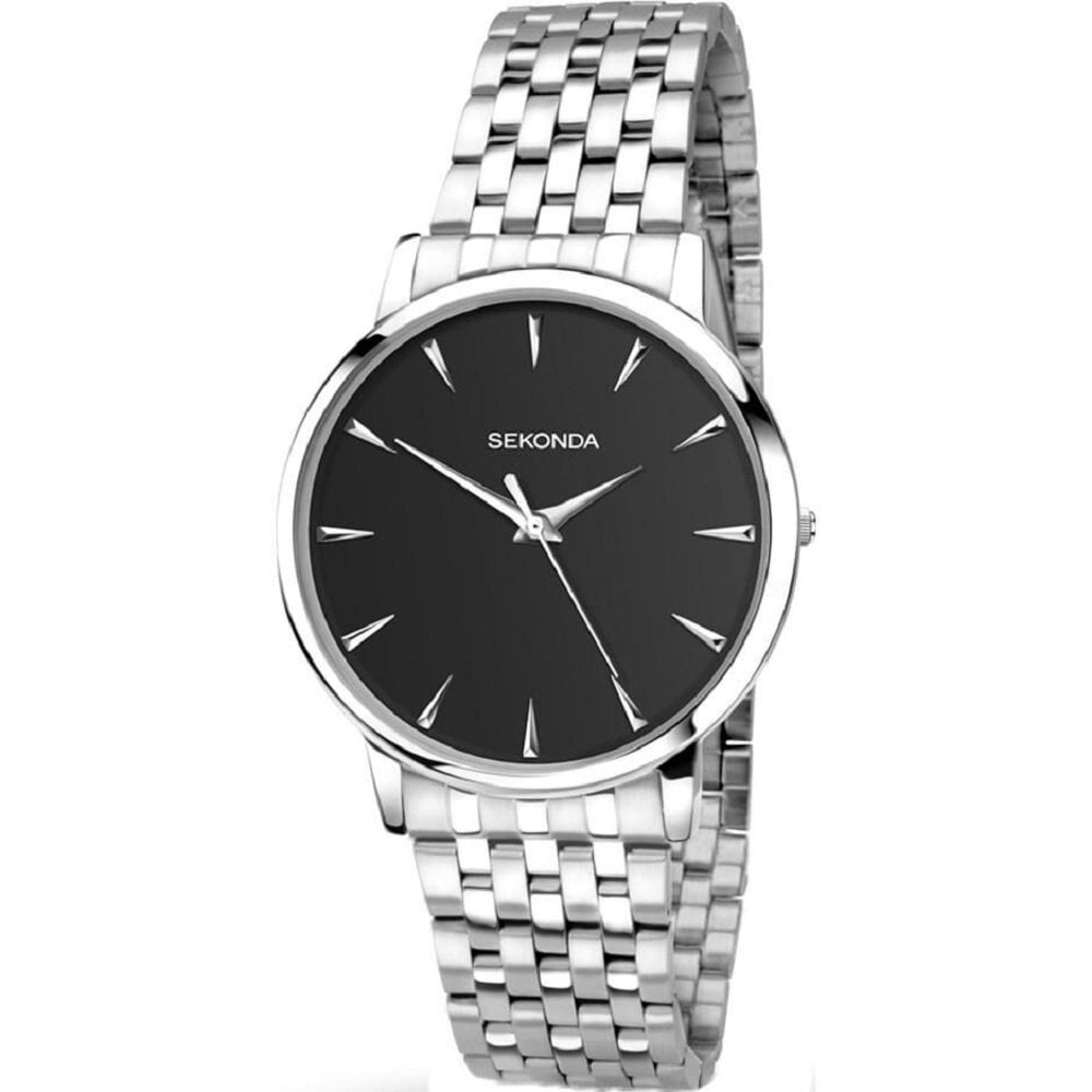 Sekonda men's watch stainless steel bracelet black dial - Carathea jewellers