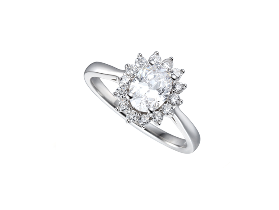 Silver oval cz cluster ring - Carathea