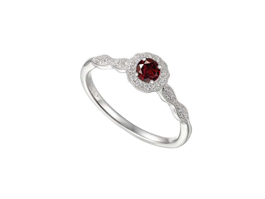 Silver garnet and CZ ring - Carathea jewellers