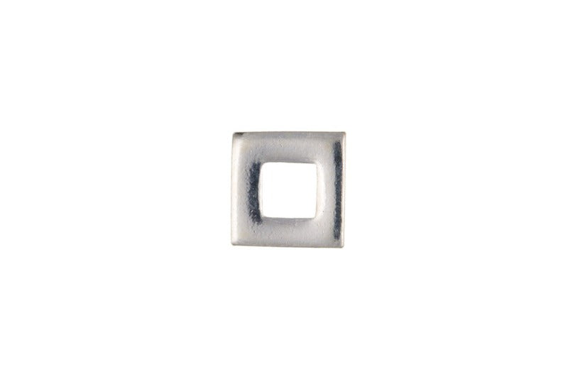 men's single silver open square stud earring - Carathea