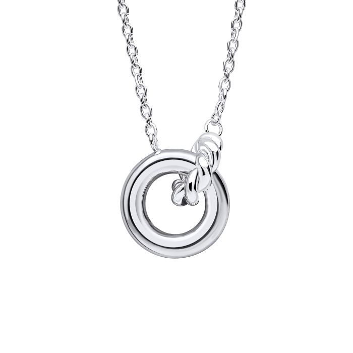 silver circle and rope effect necklace - Carathea