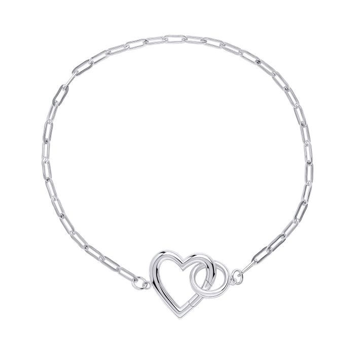 silver open heart shaped bracelet - Carathea