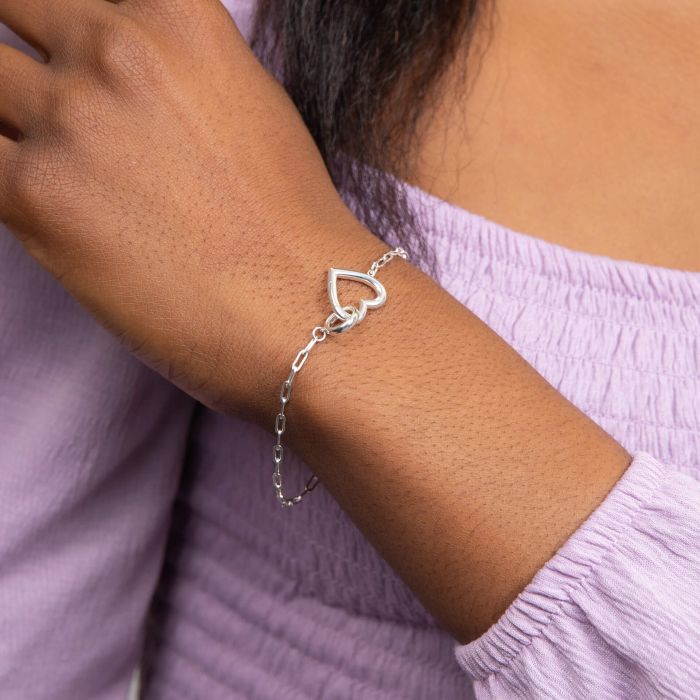 silver open heart shaped bracelet - Carathea