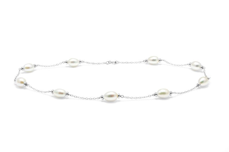 silver and pearl Mary Berry style necklace - Carathea