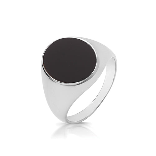 Ladies Silver Oval Black Onyx Ring
