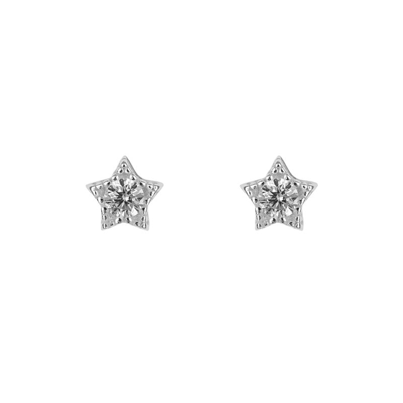 small silver cz star stud earrings | Carathea