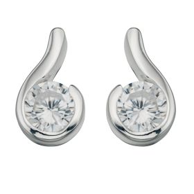 Silver CZ swirl stud earrings - Carathea