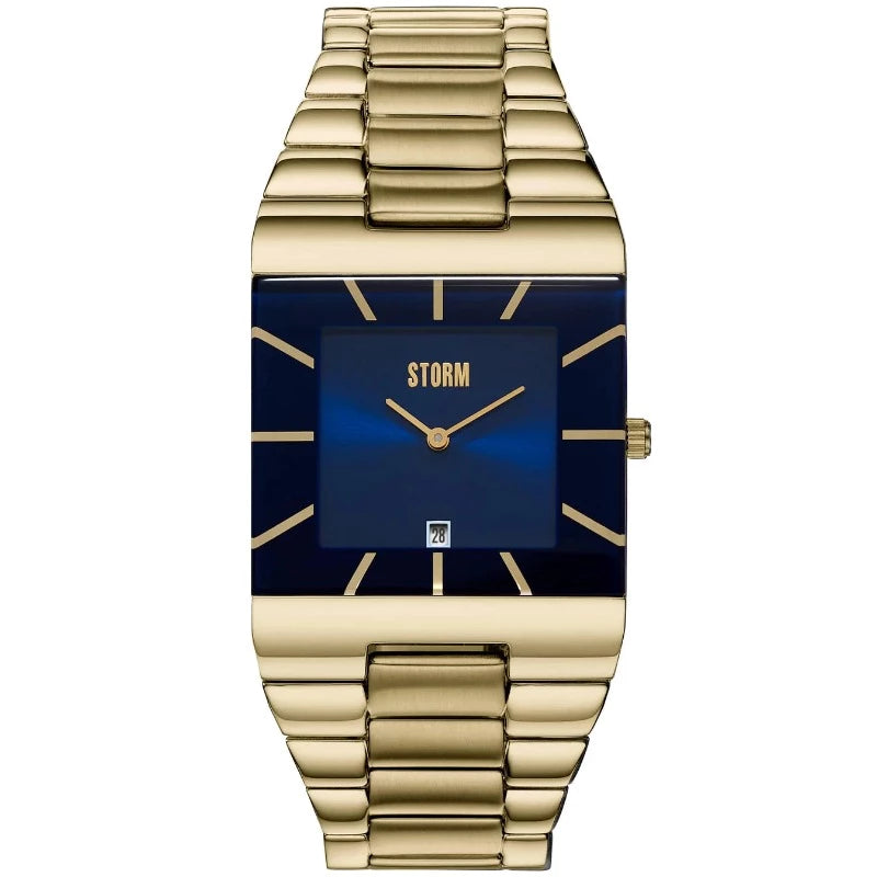 Gold and blue men's watch with square dial - Carathea