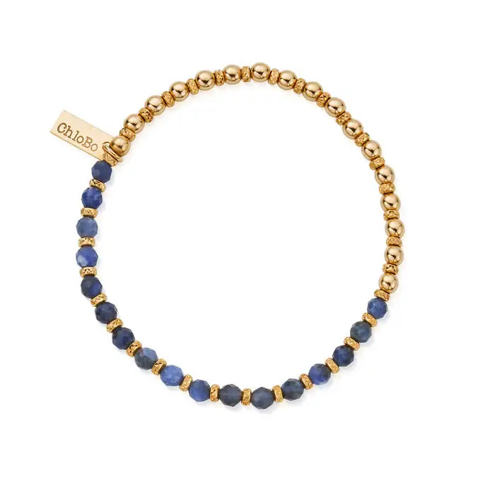 gold plated silver and sodalite beaded stacking bracelet - Carathea jewellers