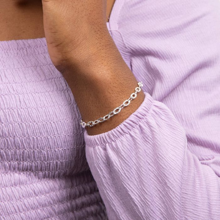 textured silver anchor link bracelet - Carathea
