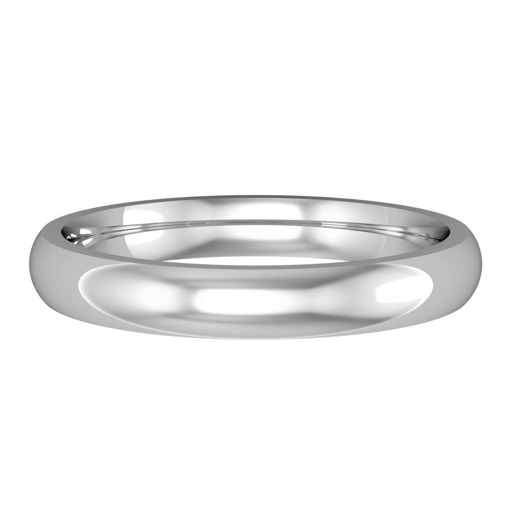 white gold 3mm essential court-shaped wedding ring | Carathea Jewellers