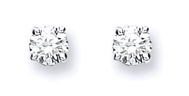 white gold diamond solitaire stud earrings - Carathea