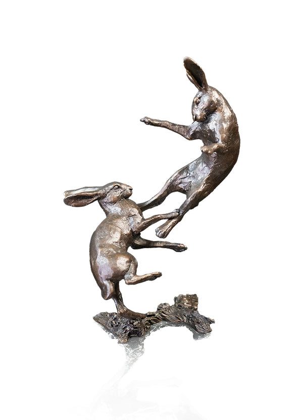 Limited Edition Small Hares Boxing Sculpture Gifts Richard Cooper & Co 