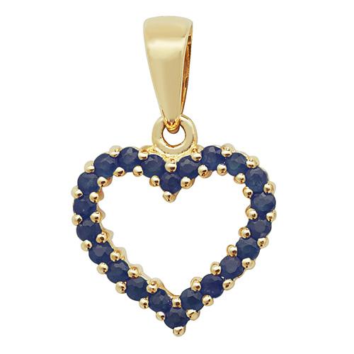 Gold and Sapphire Open Heart Pendant Necklaces & Pendants Treasure House Limited 