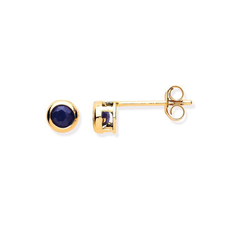 9ct Sapphire Rubover Stud Earrings Jewellery Hanron 