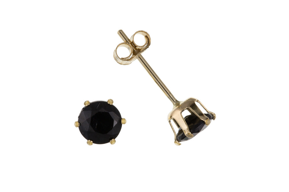 9ct Gold 4mm Round Sapphire Stud Earrings