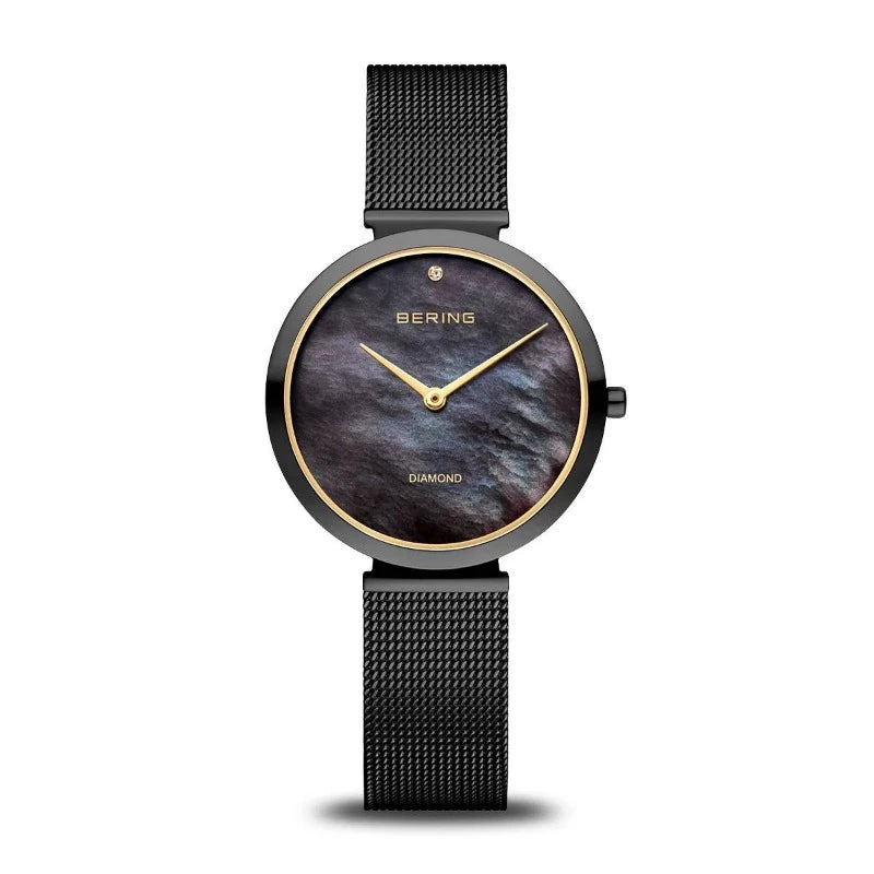Bering ladies watch in black with a gold rim Watches Carathea