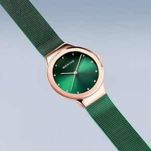 Bering Classic Ladies Watch in Rose Gold and Green 12934-868 Watches Bering 