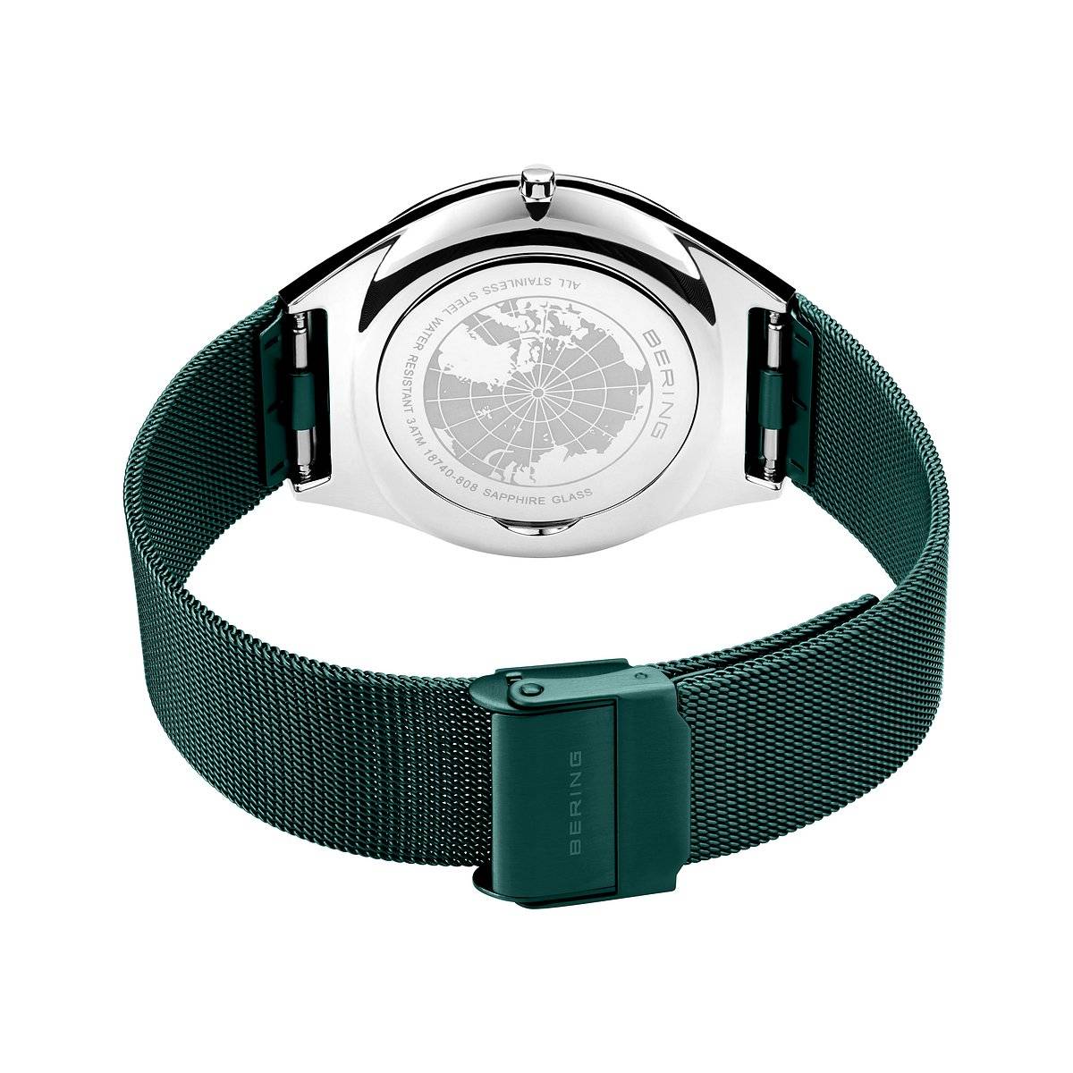 Men's Bering Watch Green Dial and Milanese Bracelet 18740-808 Watches Bering 