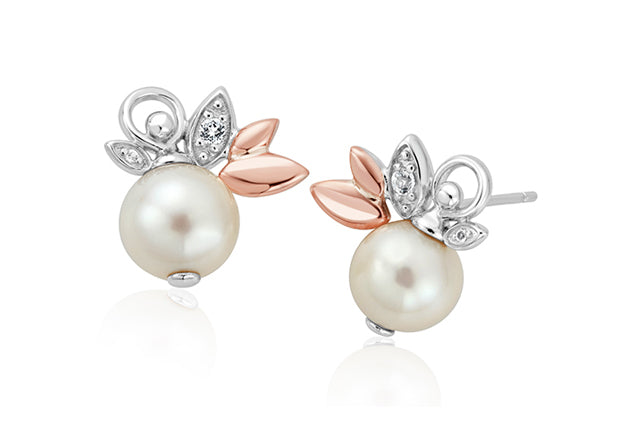 Clogau Gold Silver Lily of the Valley Stud Earrings with Pearls SLYV0294 Earrings CLOGAU GOLD 