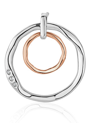 Silver Ripples Double Hoop Earrings with White Topaz 3SRPP0208 Earrings CLOGAU GOLD 