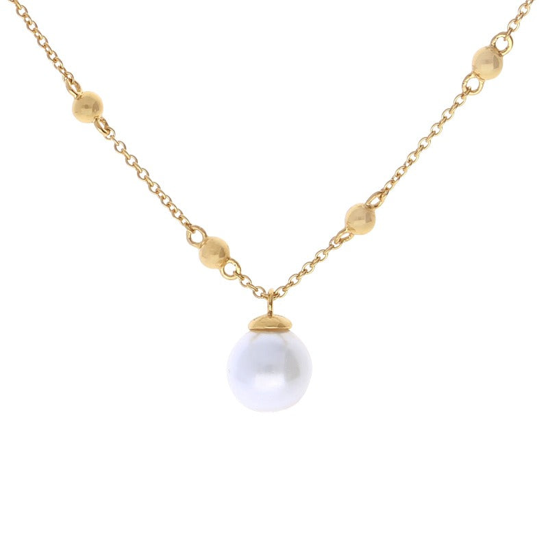 gold plated silver Diamonfire Station necklace with shell pearl Carathea jewellers