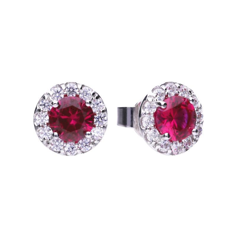 Diamonfire Ruby Red Round Zirconia Stud Earrings Jewellery Carathea