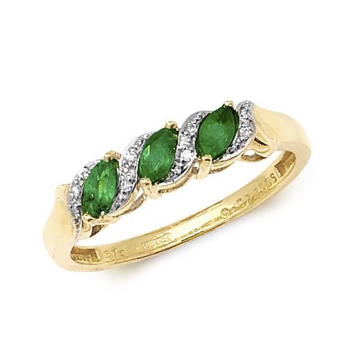 Gold Diamond and Emerald Ring Rings Treasure House Limited J 