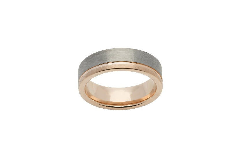 Men's Tungsten and Rose Gold Ring Jewellery  