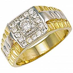 Men's Gold Square Top CZ Ring Men's Rings Hanron R 