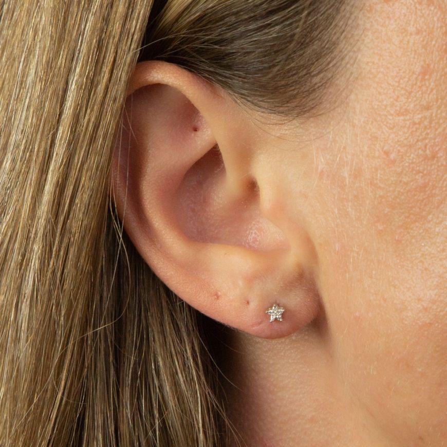 White Gold Diamond Star Stud Earrings Earrings Gecko 