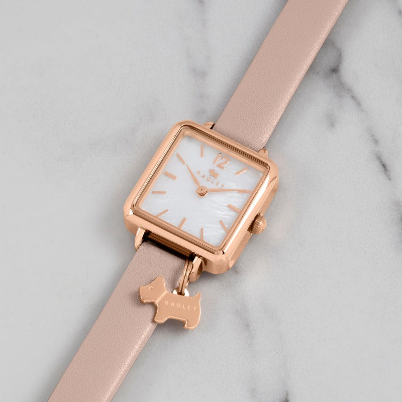 Radley Square Ladies Rose Gold Watch with Pink Strap RY21372 Watches Carathea 