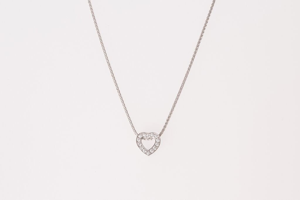 Silver CZ Heart Necklace Jewellery Bracini 