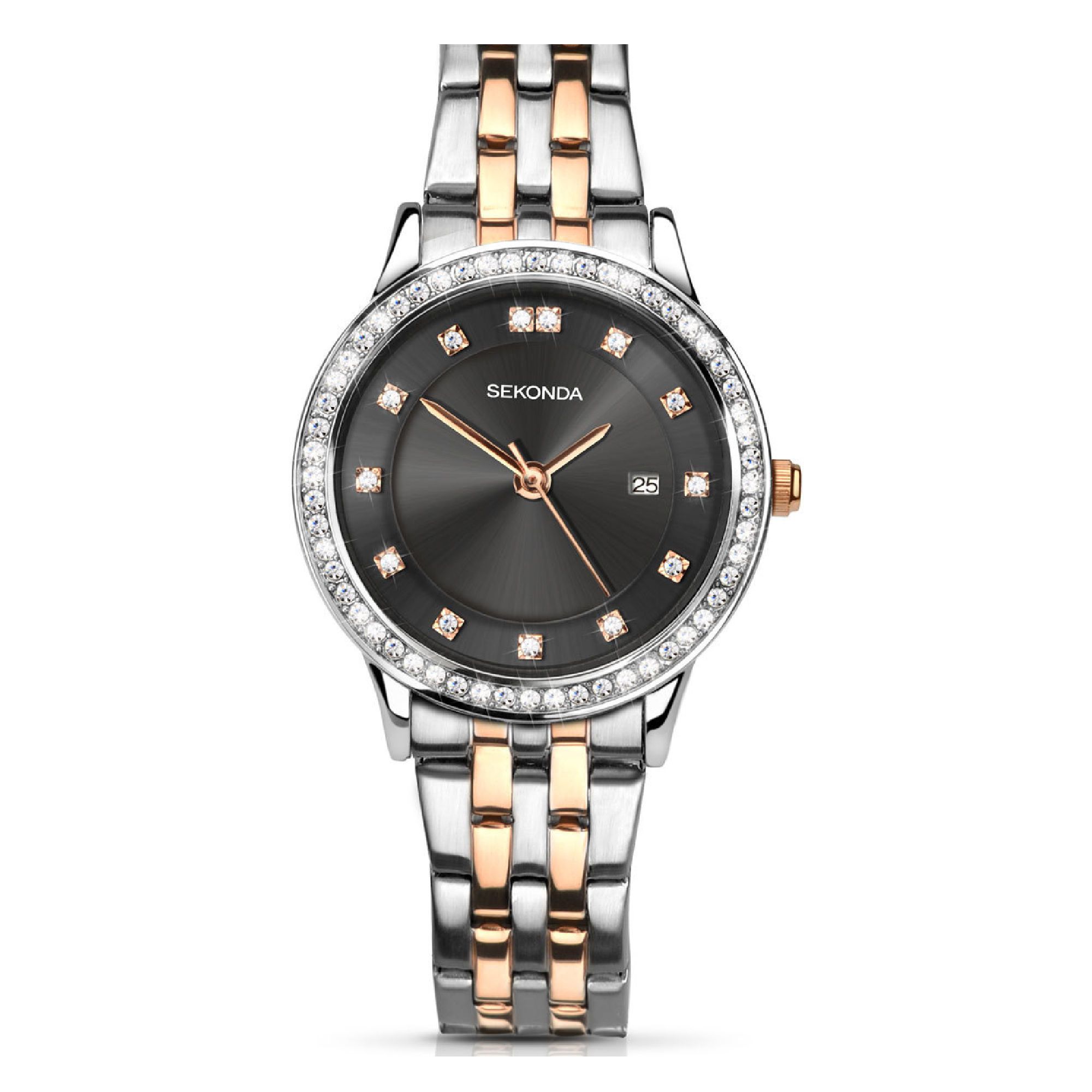 Ladies Sekonda Two-Tone Watch with Black Dial 2389 Watches Sekonda 