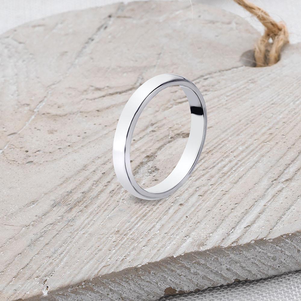 3mm Silver D-Shaped Wedding Band Ring Rings Silverband Company J 