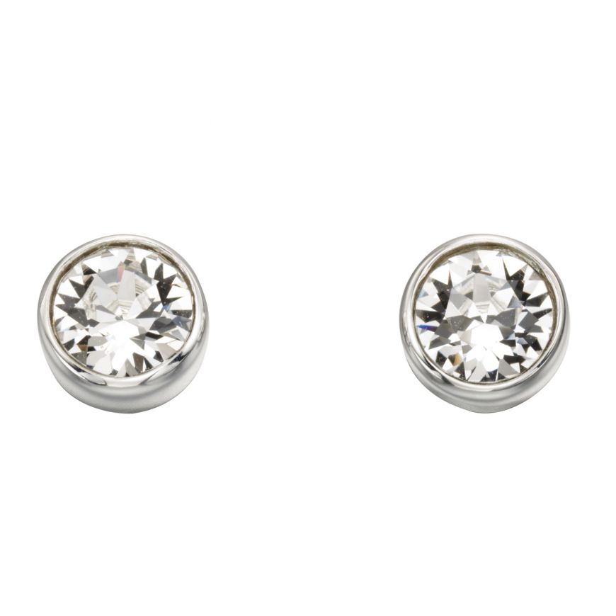 Silver Clear Crystal Stud Earrings Earrings 